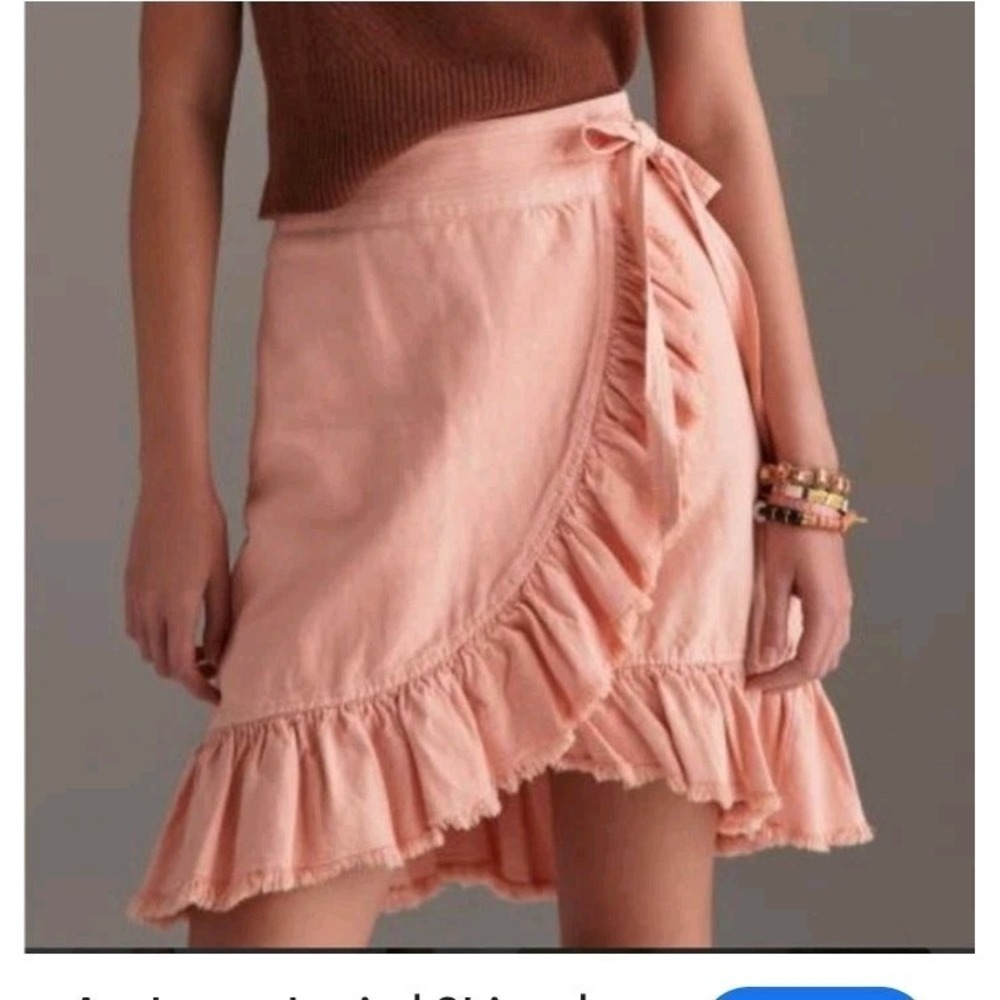 Anthropologie Pilcro Pink Nettie Wrap Ruffle‎ Skirt Mini SZ med Feminine
